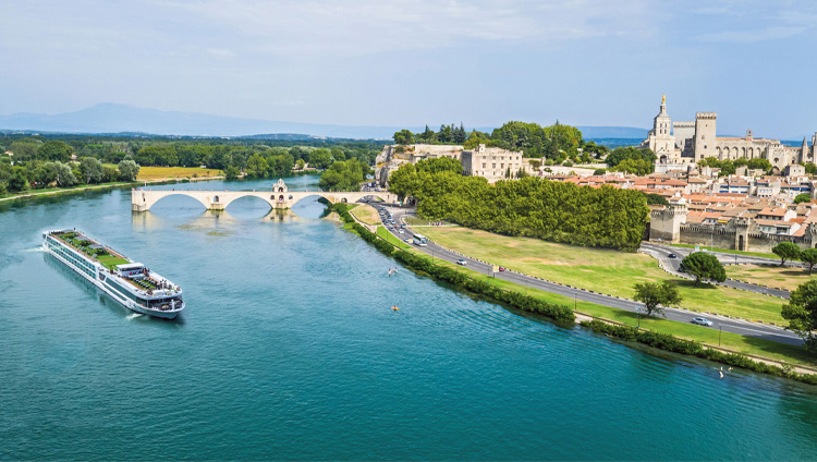 The Scenic Sapphire Space-Ship cruising along the River, France