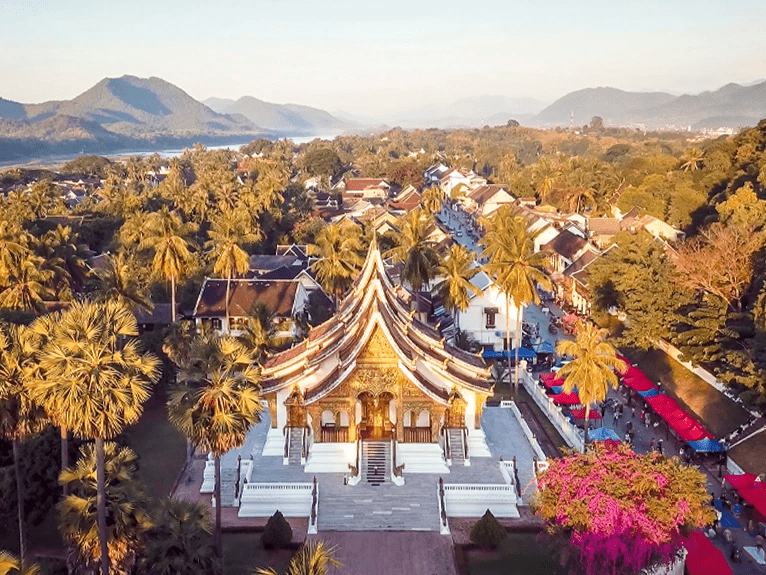 A temple among trees in Luang Prabang, Laos