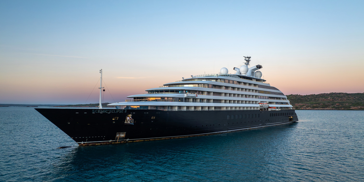 Cruise ship at sunset in Australia