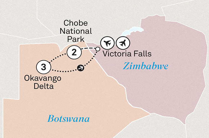 Map of Zimbabwe and Botswana extension
