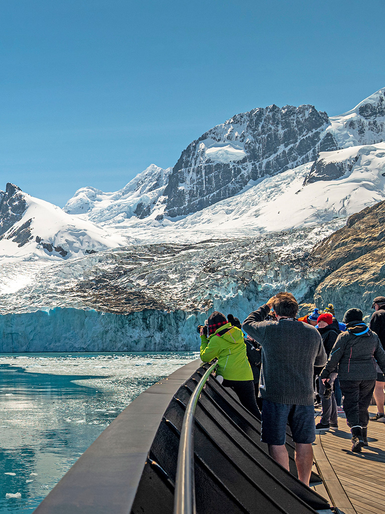 Guests on deck, South Georgia Drygalski Fjord, Scenic Eclipse