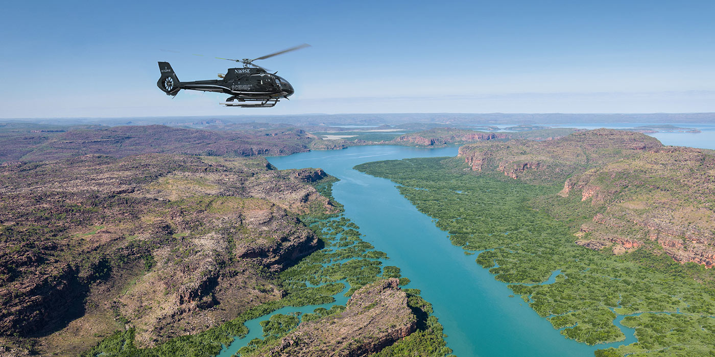 Helicopter above the Kimberley