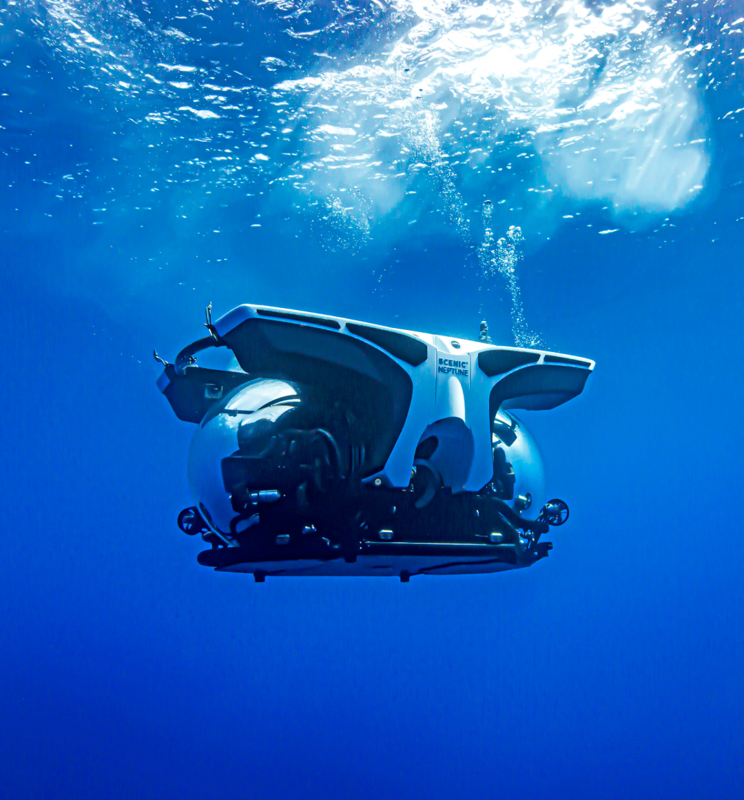 Submersible under water in the ocean